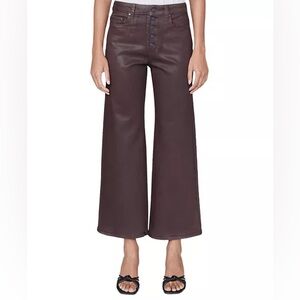 PAIGE Anessa Jeans 33 NWT Chicory Luxe Coated Ankle Flare Exposed Button Fly